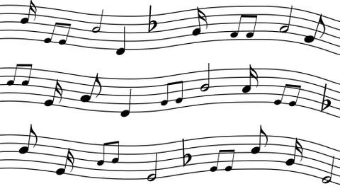 Treble clef and musical notes on a white background. Design. Stock Illustration