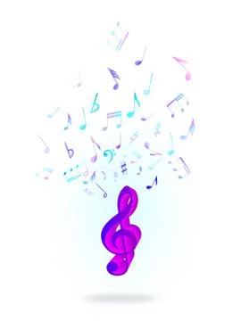 Treble clef and notes Illustration