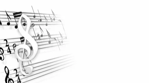 Treble clef and staves with notes loop Stock Footage 41141606