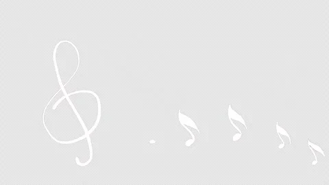 Treble clef and white notes fill the black screen in 4K with alpha. Stock Footage 311768397