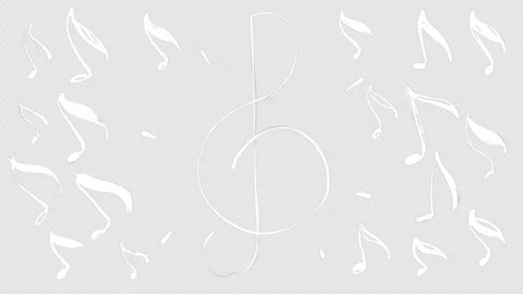 Treble clef and white pulsating notes on black screen. Stock Footage 311768491