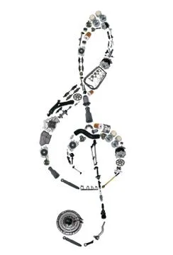 Treble clef assembled from new auto spare parts Stock Photos