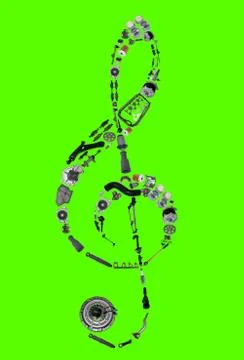 Treble clef assembled from new auto spare parts Stock Photos