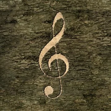 Treble clef on on the bark Stock-Illustration
