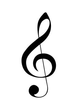 Treble clef of a black isolated on white.. Vector. Stock Illustration