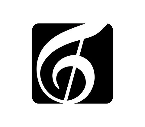 Treble clef in a black square background. Joy and music Stock Illustration