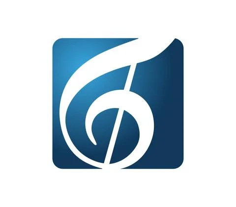 Treble clef in a blue square background. Joy and music Stock Illustration