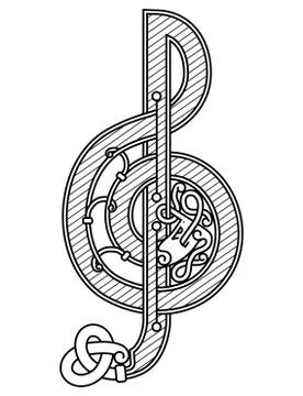 Treble clef in Celtic style. Stock Illustration