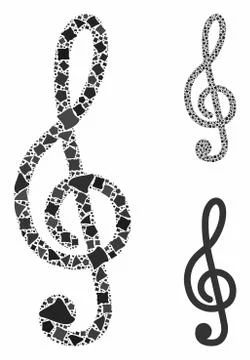 Treble clef Composition Icon of Uneven Elements Illustrazione stock