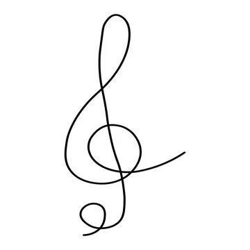 Treble clef continuous line drawing. Minimalist logo. Linear key music note.. Stock Illustration