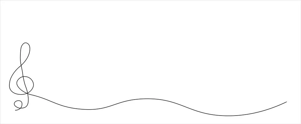 Treble clef continuous line drawing. Minimalist logo. Linear key music note.. Stock Illustration
