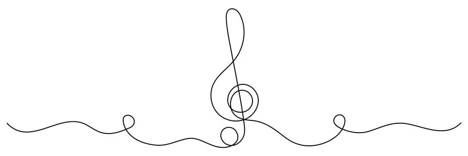 Treble clef continuous one line drawing. Stock Illustration