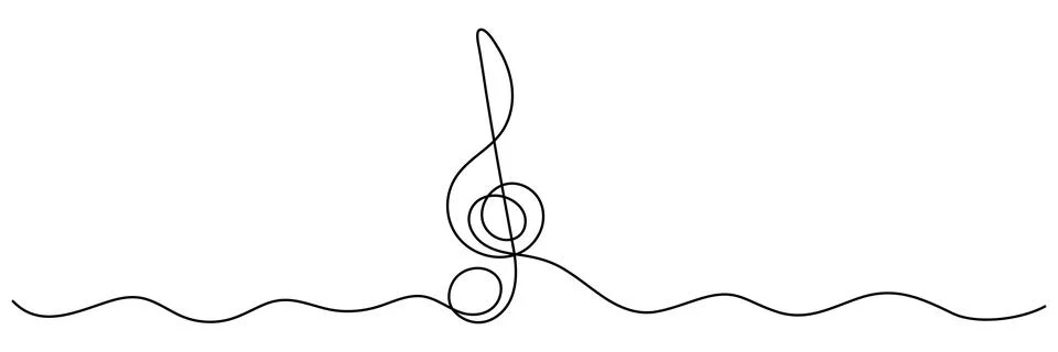 Treble clef continuous one line drawing. Stock Illustration
