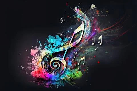 Treble clef erupting with creativity and artistic musical energy Stock Illustration