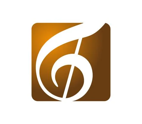 Treble clef in a golden square background. Joy and music Stock Illustration