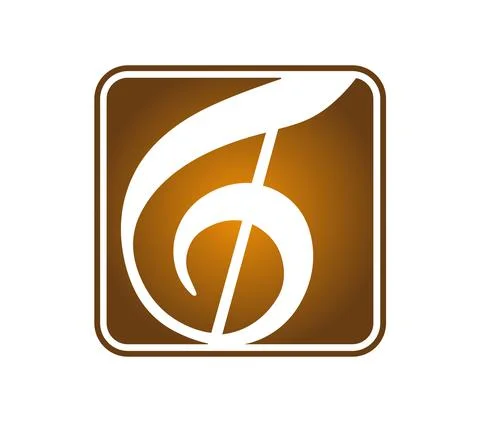 Treble clef in a golden square background. Joy and music Stock Illustration