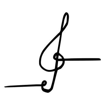 Treble clef hand drawn vector line art Stock Illustration