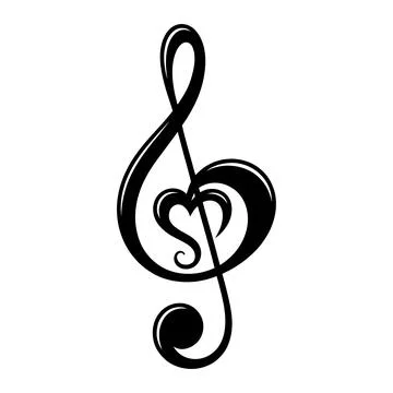 Treble Clef with Heart Symbol Stock Illustration