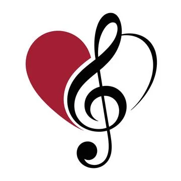 Treble Clef with Heart Vector Illustration Music Love Symbol Design Stock Illustration