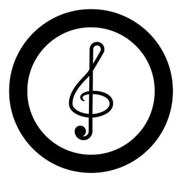 Treble clef icon in circle round black color vector illustration flat style i Stock Illustration