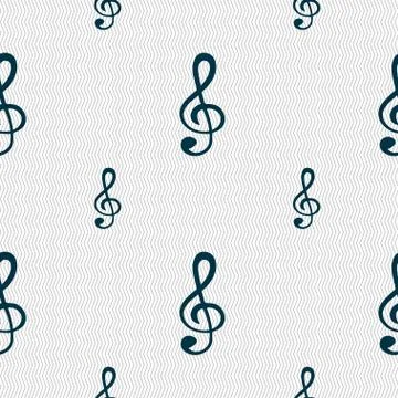 Treble clef icon. Seamless pattern with geometric texture. Vector Illustrazione stock
