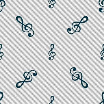 Treble clef icon. Seamless pattern with geometric texture. Vector Illustrazione stock