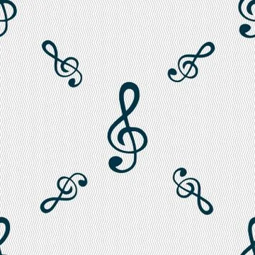 Treble clef icon. Seamless pattern with geometric texture. Vector Illustrazione stock