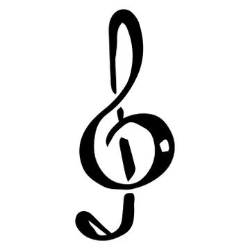 Treble clef icon. Vector illustration logo music. Hand drawn treble clef. Stock Illustration