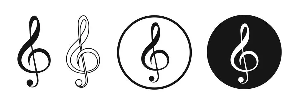 Treble clef icons isolated on white background Stock Illustration