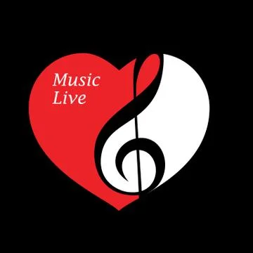 Treble clef inside the heart Stock Illustration