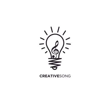 Treble Clef with line art Light Bulb for Music logo design. Stock Illustration