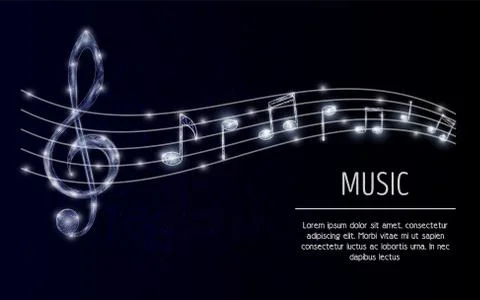 Treble clef musical notes vector polygonal background Illustrazione stock