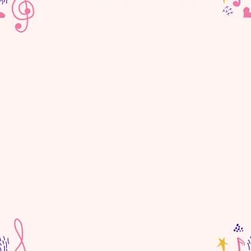 Treble clef, notes, heart, stars, abstract elements seamless pattern in pink, 스톡 일러스트