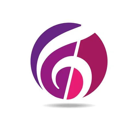 Treble clef in a round colorful background. Joy and music. Magenta and violet Stock Illustration