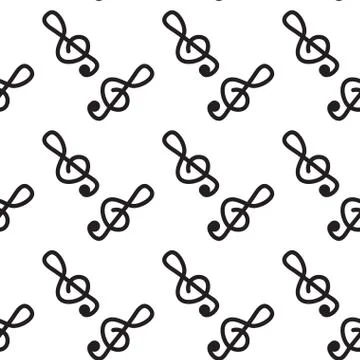 Treble clef seamless pattern monochrome Stock Illustration