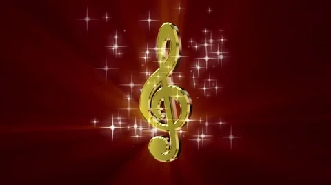 Treble clef, surrounded by stars Stock Footage 47131100