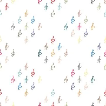 Treble clef vector illustration. Seamless background pattern in the musical s Stock Illustration