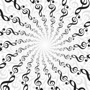 Treble Clefs Music Radial Pattern Spirale White Background Stock Illustration