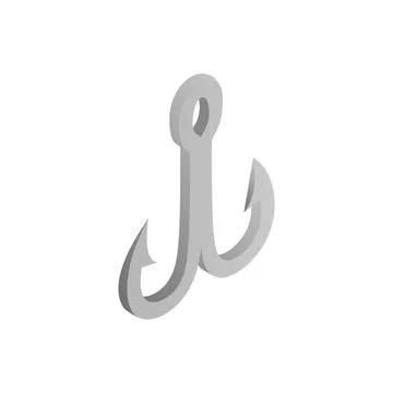 Treble fish hook isometric 3d icon Stock Illustration