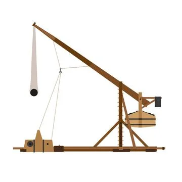  Trebuchet catapult vector war medieval siege illustration weapon wood anc... Stock Photos
