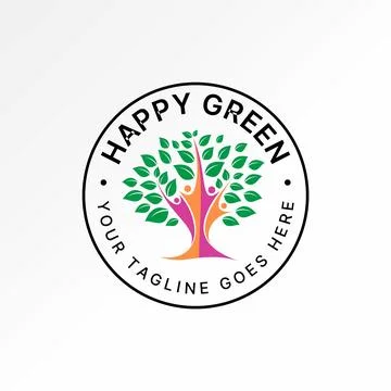 Tree with 4 people active happy. Related to health care disease recovery Stock Illustration