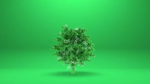 Tree absorbs co2 or Tree absorb carbon dioxide Stock Illustration