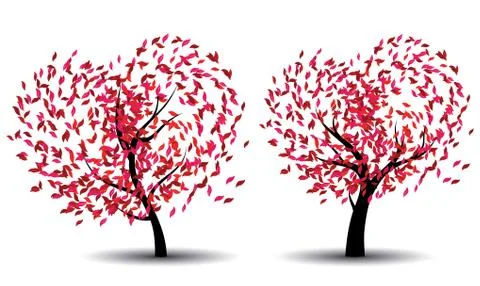 Tree with Abstract Red Leaves Stockillustratie
