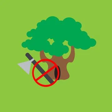 Tree and axe Stock Illustration