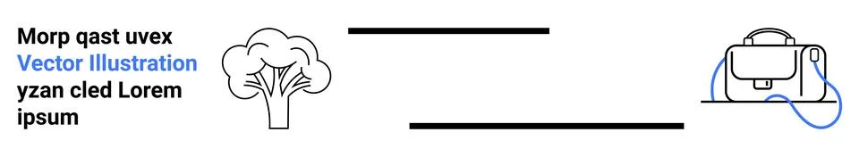 Tree and Backpack Illustrations with Text Elements in Modern Vector Art Illustrazione stock