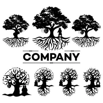 Tree and Bear logo Stock Illustration