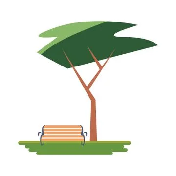 Tree and bench design Stock Illustration