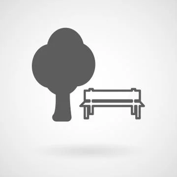 Tree and bench icon, vector Stock Illustration