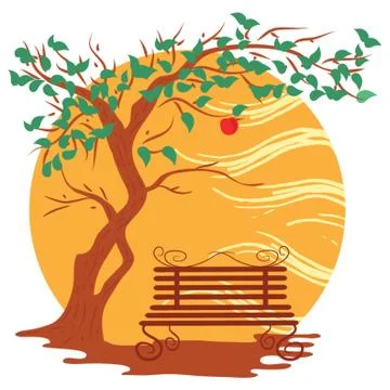Tree And Bench Illustrazione stock