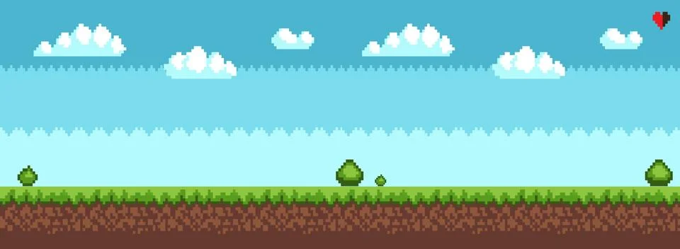 Tree and Bush Pixel Vector illustration Landscape Illustrazione stock